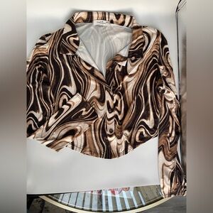 Stylish Brown Swirl Women's Top